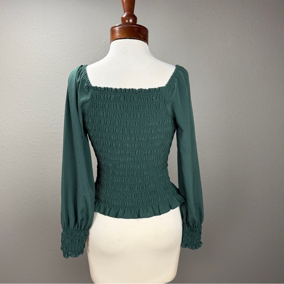 Madewell Lucie Green Bubble sleeve Smocked Top Sz XXS Fairycore Cottagecore - Picture 7 of 8